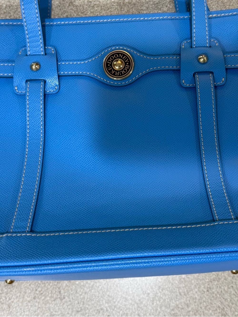 Dooney & Bourke Bright Sky Blue Saffiano
Leather Logo lock tote - Picture 12 of 13